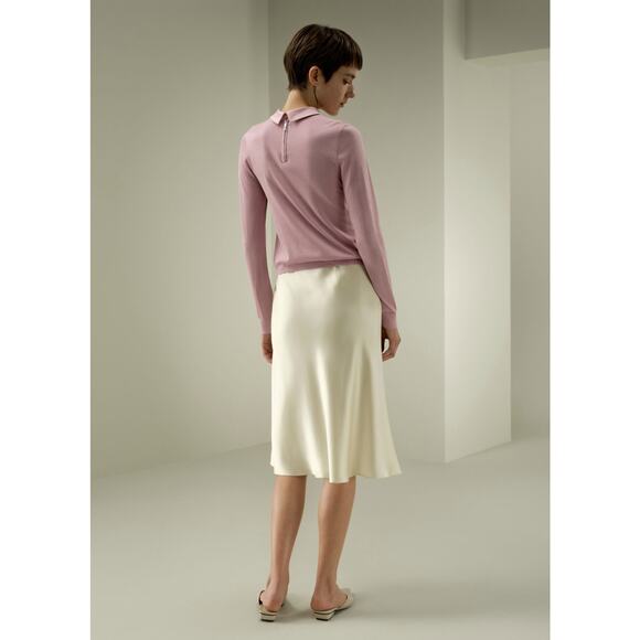 LILYSILK Elitist Elegant Silk Knitted Top with Collar, Size Medium, Rosy Pink - Picture 13 of 16